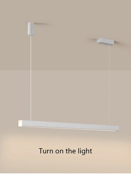 Modern LED linear chandelier for dining room office white bar pendant lights kitchen island lighting black minimalist lamp