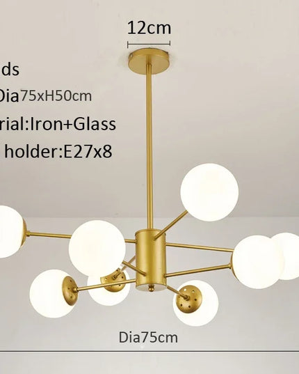 Modern Glass led Chandelier Lighting Ceiling Chandeliers Light For Dining Living Room Bedroom Kitchen Indoor Lustre Fixture Lamp