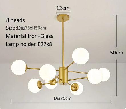 Modern Glass led Chandelier Lighting Ceiling Chandeliers Light For Dining Living Room Bedroom Kitchen Indoor Lustre Fixture Lamp
