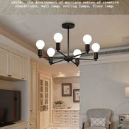 Modern Chandelier  Industrial  Living Room Black E27 Hotel Hall Home Decor Parlor Retro Simple Household Art Pendant Lights