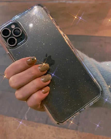 New Luxury Bling Glitter Clear Case For iPhone 16 15 14 13 12 11 Pro Max Mini X XR XS Shockproof TPU Transparent Soft Cover