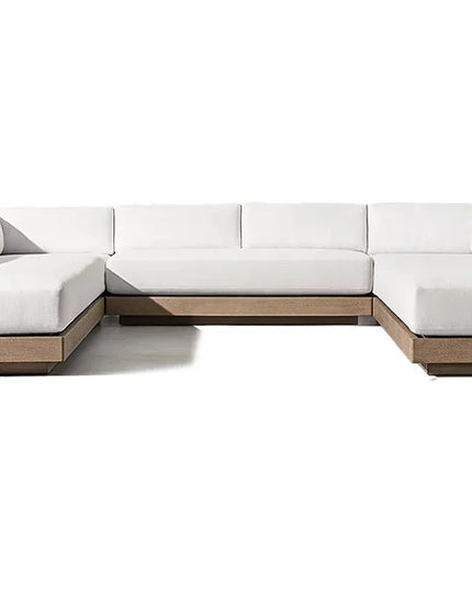 New Arrival Modern Design Outdoor Teak Sofa Combination Modern Teak Patio Garden Sofas Set Waterproof Villa Furniture