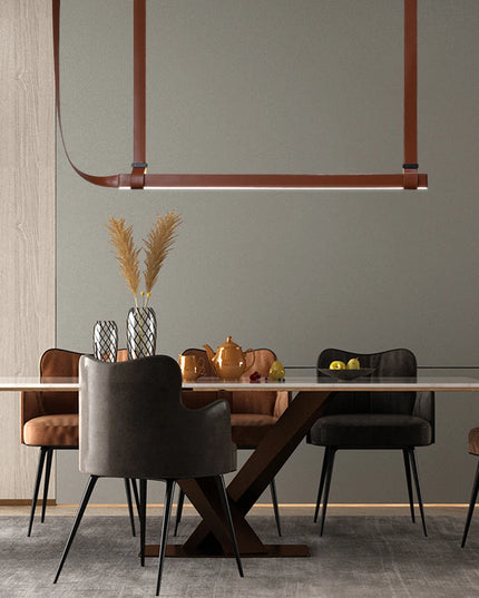 Modern LED Leather Chandelier Minimalist long chandelier For Living Room Kitchen Island Decor Dining Table Hanging Lamp fixtures