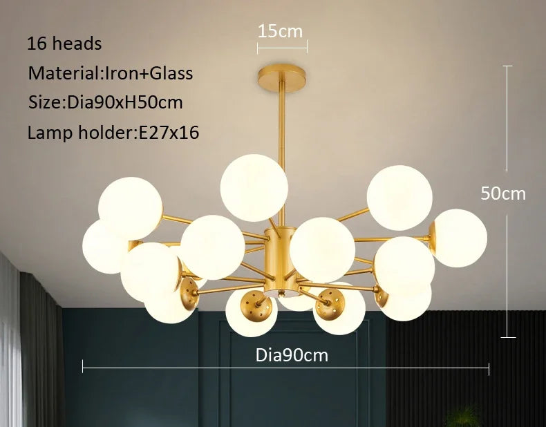 Modern Glass led Chandelier Lighting Ceiling Chandeliers Light For Dining Living Room Bedroom Kitchen Indoor Lustre Fixture Lamp