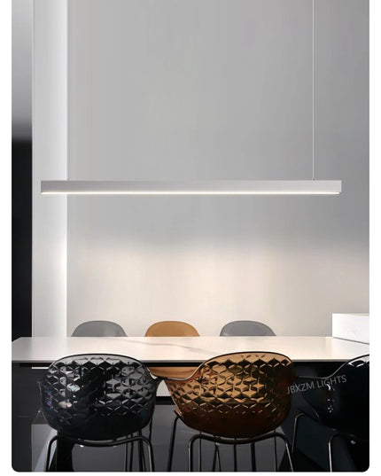 Modern LED linear chandelier for dining room office white bar pendant lights kitchen island lighting black minimalist lamp