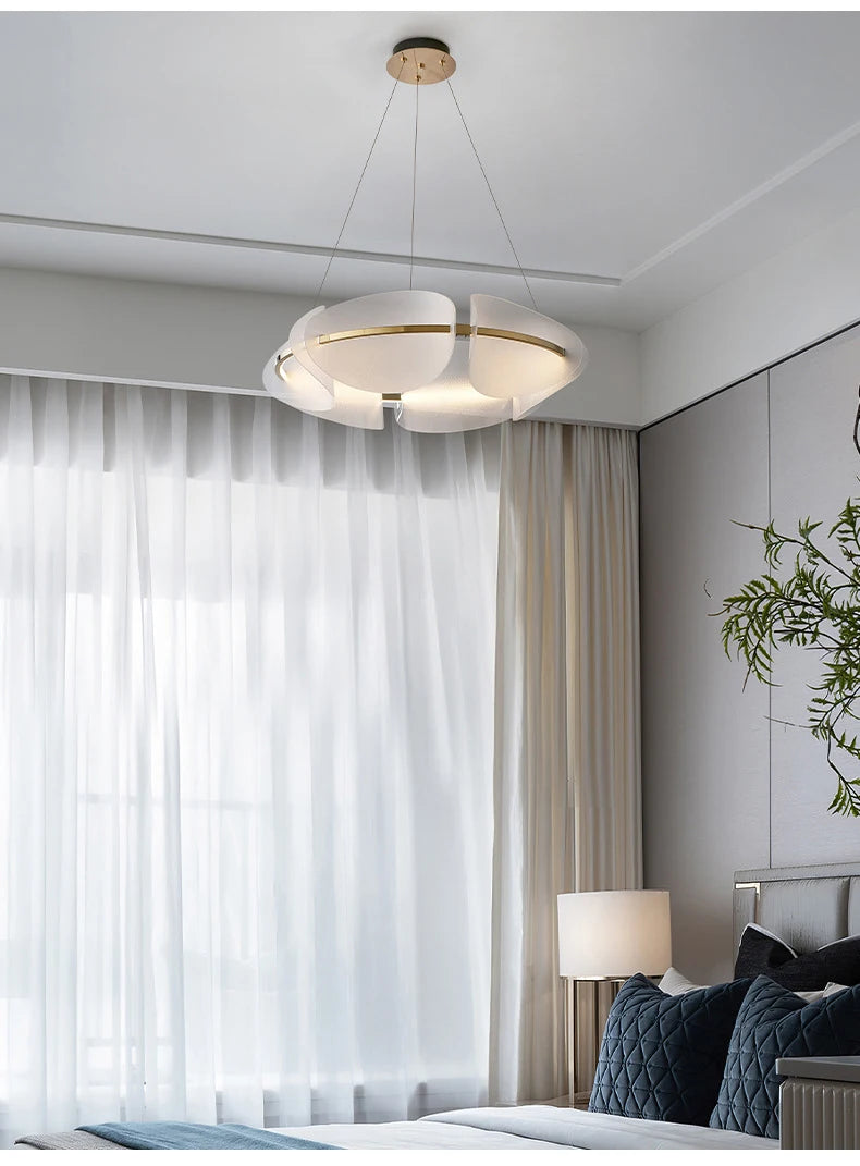 Modern leaf chandelier luxury designer Acrylic ring light Dining Room Home Bedroom Kitchen Hanging Lights Decor sofa living room