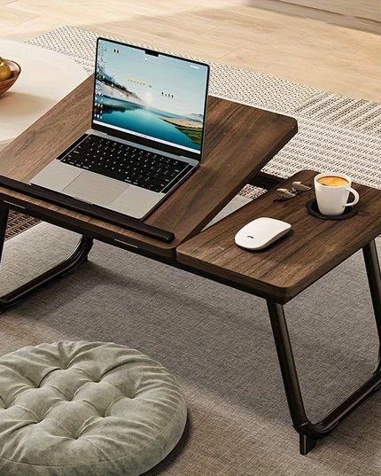 Portable Bed/Sofa Table, Sofa Tray, Home Desk, Breakfast Tray with Cup Holder, Bedside Laptop Stand, Foldable Bed Table