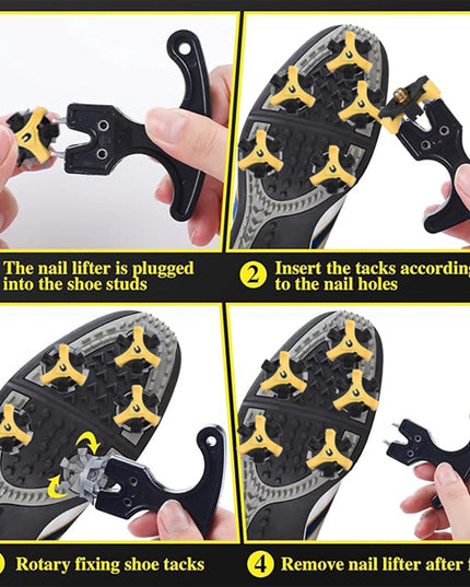 14 Pieces of Golf Metal Threaded Shoe Nails (with Wrench), Anti-slip Traction Nails for Golf Shoes, and Golf Accessories