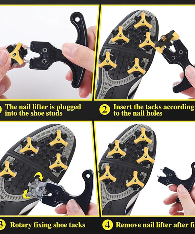 14 Pieces of Golf Metal Threaded Shoe Nails (with Wrench), Anti-slip Traction Nails for Golf Shoes, and Golf Accessories
