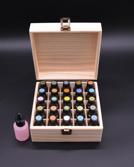 Essential Oil Wooden Storage Box 12/25 Slots Carry Organizer Essential Oil Bottles Aromatherapy Container Storage Box Case