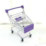 1:48 Mini Supermarket Shopping Trolley Cart Desktop Model Children's Toys Home Decoration Miniature
