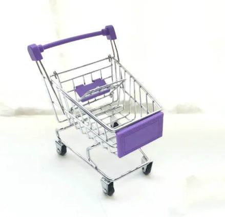1:48 Mini Supermarket Shopping Trolley Cart Desktop Model Children's Toys Home Decoration Miniature