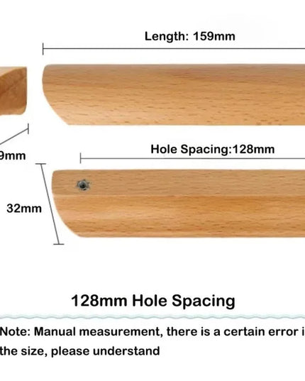 Natural Wood Furniture Handles Kitchen Door Knobs Cabinets Pulls Beech Wooden Handles for Cabinet and Drawers Furniture Hardware