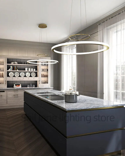 Modern Round Restaurant Chandelier Lighting LED Used For Kitchen Living Room Decoration Hanging Ring Dining Room Table Lamps
