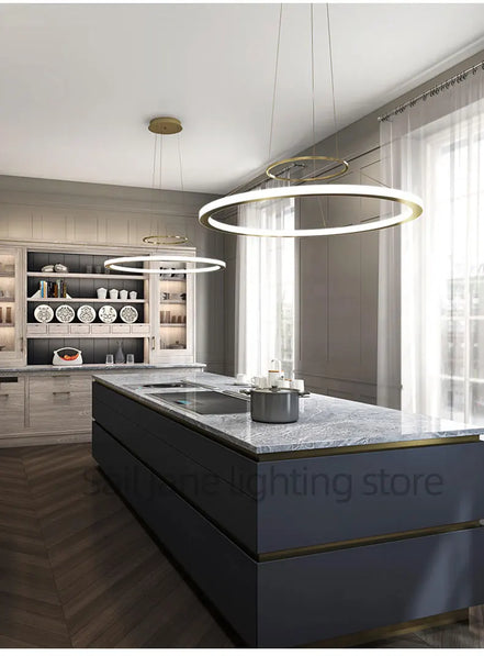 Modern Round Restaurant Chandelier Lighting LED Used For Kitchen Living Room Decoration Hanging Ring Dining Room Table Lamps