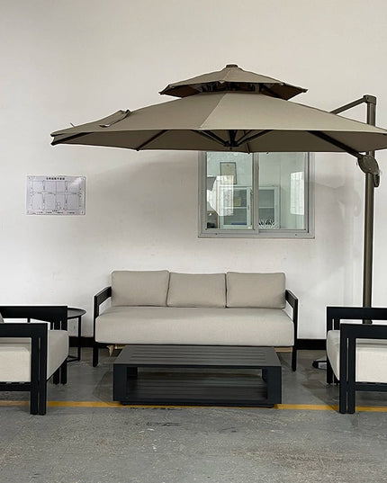 Outdoor Furniture Garden Aluminum Outdoor Sofa Living Single Sofa and Ottoman Set