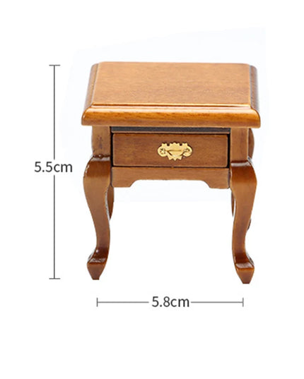 Dollhouse Miniature Furniture Wooden Bedside Drawer Table Nightstand Cabinet