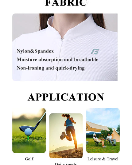 Golfist Golf Women Clothing Autumn Spring Long Sleeve T-shirt Stand Collar Golf Apparel Tennis Athletic Top