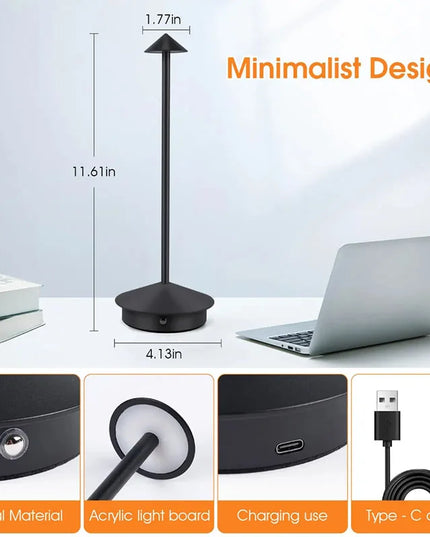Cordless Table Lamps Rechargeable LED Desk Lamp Outdoor Waterproof Portable Touch Dimmable NightLight for Restaurant DiningHome