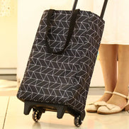 Shopping Cart with Wheels Portable Waterproof Bag Rolling Shopping Bag Trolley Tote Bag Stair Climbing Cart for Traveling Shoppi