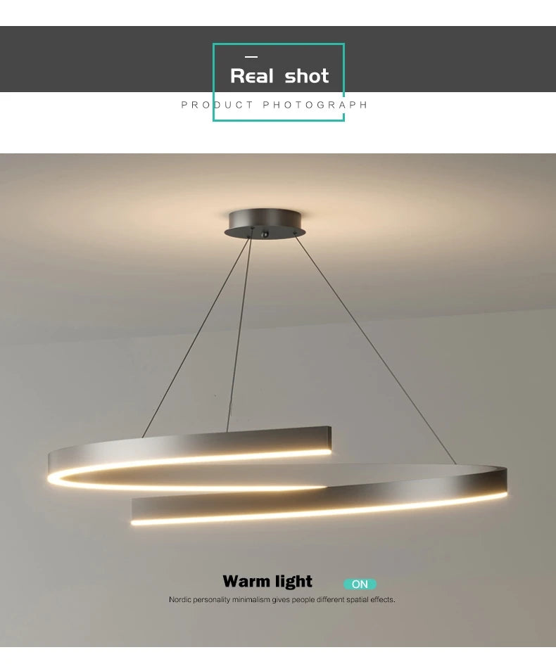 Modern LED spiral chandelier is suitable for living room dining room bedroom study villa home decoration lighting room decoratio