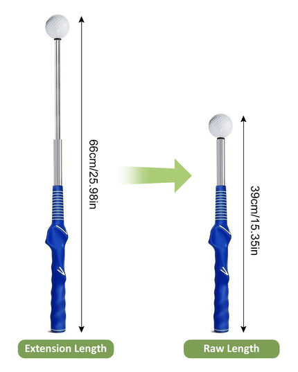 Retractable Golf Swing Trainer with Click Feedback Anti-Slip Rubber Grip Foldable Golf Practice Aid for Indoor Outdoor Training