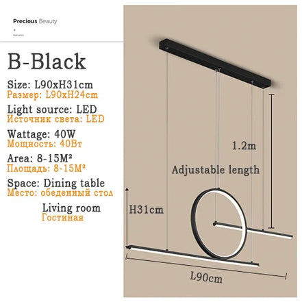 Modern LED Ceiling Chandelier Dining Table Indoor Lighting Chandeliers Kitchen Pendant Light Living Room Decoration Hanging Lamp