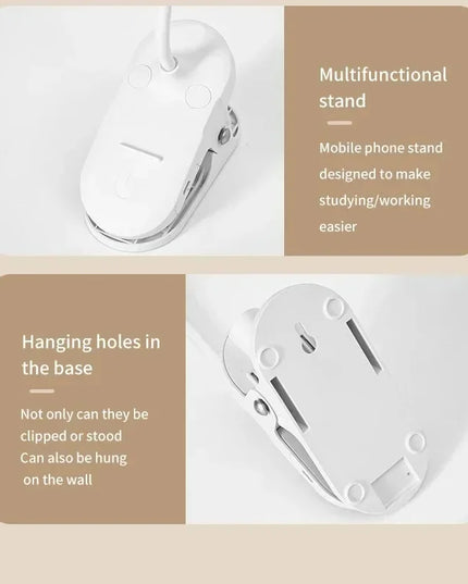 Portable USB Table Lamp Rechargeable Desk Lamp with Clip Bed Reading Night Light LED Touch 3 Modes Dimming Eye Protection Light