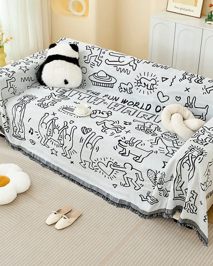 Sofa Towel  with Full Coverage Ins Cream Wind Cotton Yarn Camping Blanket Sofa Cushion Cover All  Season Universal All Inclusive