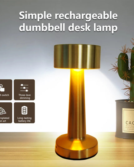 Rechargeable Led Table Lamp Retro Night Light Desk Bar Coffee Dining Room Home Decor Wireless 3 Colors Dimmable Touch Switch