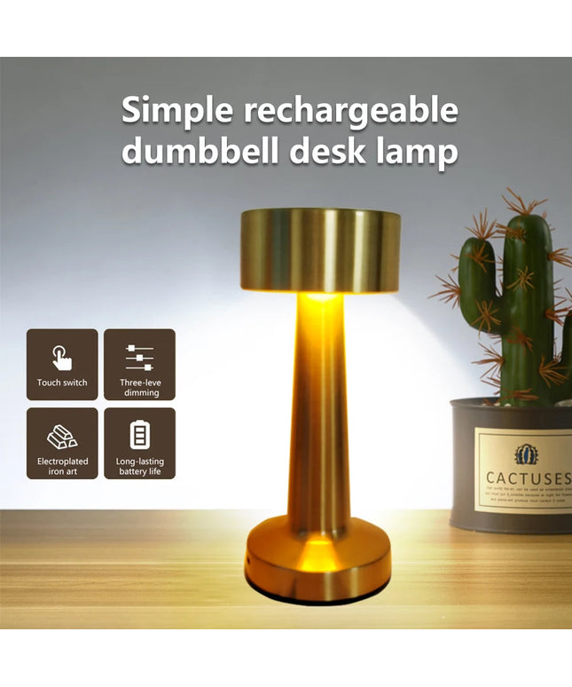 Rechargeable Led Table Lamp Retro Night Light Desk Bar Coffee Dining Room Home Decor Wireless 3 Colors Dimmable Touch Switch