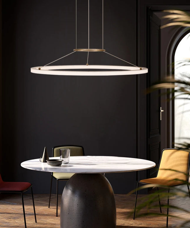 Modern Round Restaurant Chandelier Lighting LED Used For Kitchen Living Room Decoration Hanging Ring Dining Room Table Lamps