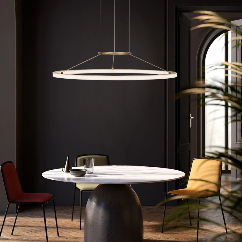 Modern Round Restaurant Chandelier Lighting LED Used For Kitchen Living Room Decoration Hanging Ring Dining Room Table Lamps