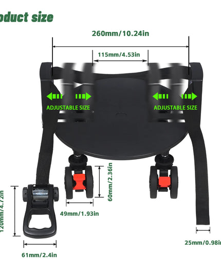 Universal Golf Bag Mobile Tray - Heavy-duty Rotating Wheel Trolley with Detachable Base Plate, Suitable for 8-10 Inch Golf Bags