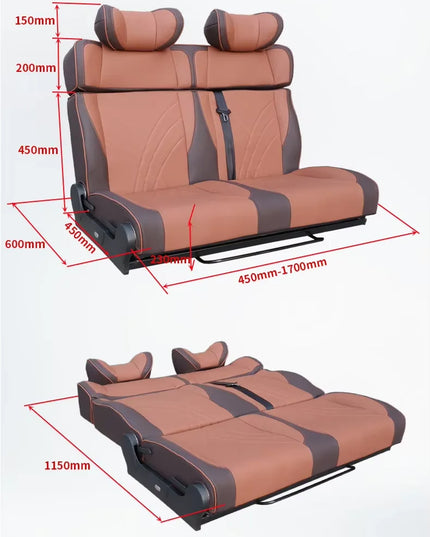 3-Person Trifold Folding Seat Beds PU Leather Modified Car Seats for Van Seats Benches Accessoires