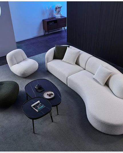 curved sofa modern minimalist living room large apartment concubine light luxuryinsWind shaped corner fabric sofa