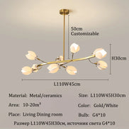 Modern Luxury French Creamy Wind Ceramic Chandelier Living Dining Room Bedroom Led Pendant Lamp Home Decor Hanging Light Fixture
