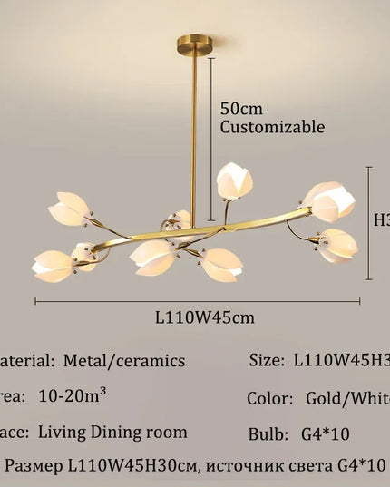 Modern Luxury French Creamy Wind Ceramic Chandelier Living Dining Room Bedroom Led Pendant Lamp Home Decor Hanging Light Fixture
