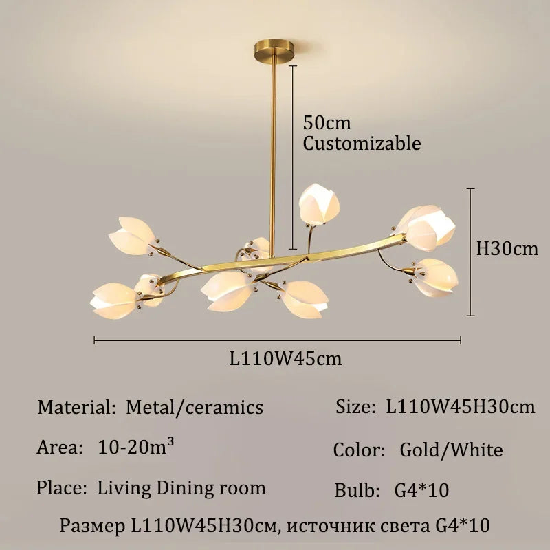 Modern Luxury French Creamy Wind Ceramic Chandelier Living Dining Room Bedroom Led Pendant Lamp Home Decor Hanging Light Fixture