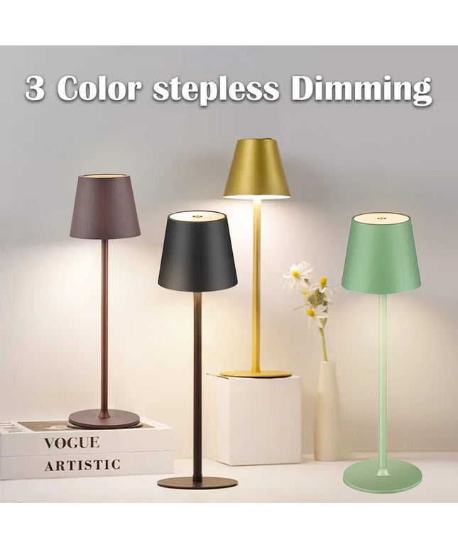 LED Table Lamp Rechargeable Touch 3 Colors Dimmable Desk Lamp For Bedroom Living Room Dining Room Bar Hotel Coffee Room Decor