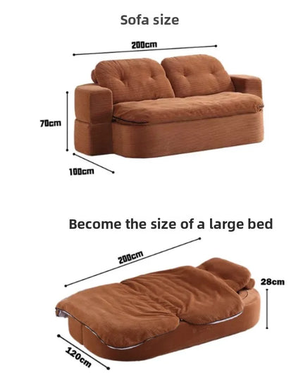 Living Room Corduroy Sofa Vacuum Compressed Sponge Bedroom Multifunctional Sofa Bed Comfortable Remove Washable Home Decoration
