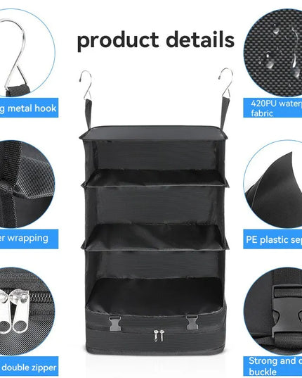 1 Set Housewares Luggage Travel Organizer Travel Essentials Hanging Packing Cubes Hanging Shelves Laundry Storage Compartment