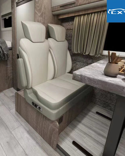 Comfortable Three-Passenger Leather Folding RV Camper Van Sofa Seat Bed Sofa Convertible Into Bed