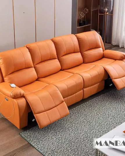 Luxury Oversized Sectional Recliner Sofa with Chaise Lounge – Home Electric Theater Seating, Genuine Leather – for Cinema Room