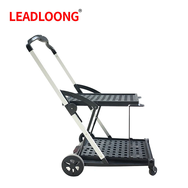 LEADLOONG Wholesale Two Tier Shopping Troller Factory Supermaket Equipment Double Desk Carts for Grocery  Store