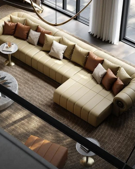 Italian Leather Living Room Sofas Minimalist Luxury Modern Design Sofa Multifunctional Elegant Meuble De Salon Home Furniture