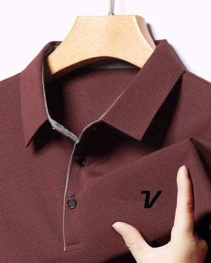 2025 new men's golf jersey summer collar, loose, elastic, quick drying and moisture absorption