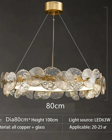 Modern LED Chandelier Lamp For Living Room Bedroom Dining Kitchen Ceiling Lights Ring Glass Flower Design Suspension Light