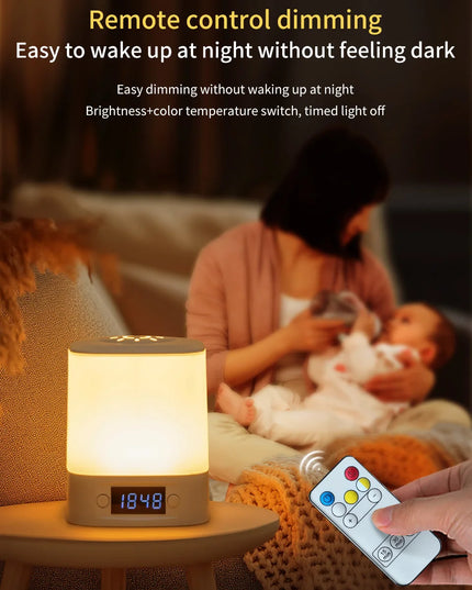 LED Night Lamp Rechargeable Table Lamp Clock Display Soft Sleeping Lamp Touch Switch Bedside Lamp for Bedroom Decor