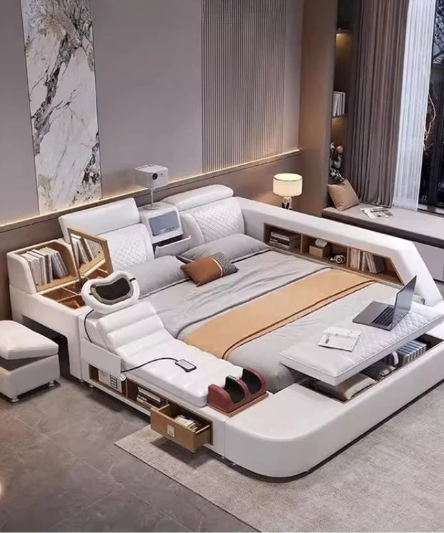 Comforter Mattresses Double Bed Luxury Organizer Bedframe Headboards Double Bed Bedroom Smart Camas De Dormitorio Furniture Home